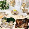 Zhehao 20 Pcs Porcelain Tea Set with Metal Holder and Spoon Adult Ceramic Tea Set European Flower Painting Teapot Cup Saucer Spoon for Women, Large Version(Delicate Style) view 3