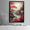 Canvas Painting Poster and Print Japanese Wall Art Japanese Maple Tree Japanese Art Red Maples Above A Calm Stream Modern Art Decoration for Living Room Bedroom and Office 8x12inch Solid Wood Frame view 2