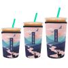 3 Pack Reusable Sleeve for Iced Coffee Cup, Coffee Neoprene Sleeve for Iced&Hot Drinks, Coffee Sleeve Compatible with Starbucks, Dunkin Coffee Cup. (Sunset Elk) view 1
