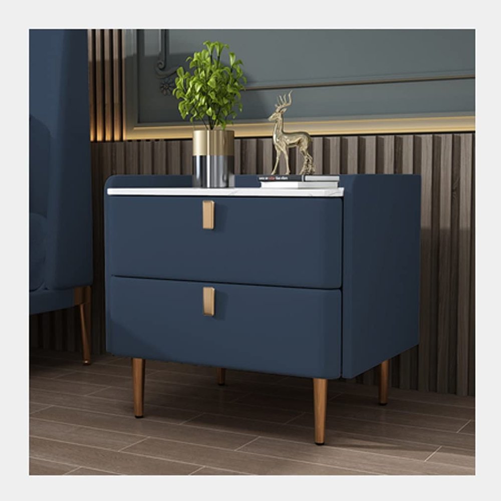 Night Stand Double Drawer Bedside Table Modern Bedroom Small Bedside Cabinet Slate Locker Wood Living Room Study Side Table Bedside Tables (Color : D)