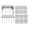Silencear Stainless Steel Spice Rack Shelf, Organizer Stand with Six 1/6 Pans and Six Ladles, Two Rows, Countertop Holder for Seasoning Ingredients Topping and Fruits view 4