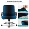 Black Blue Office Chair Cover Large Stretchable, Removable Computer Chair Back Covers Dustproof Office Desk Chair Seat Slipcovers Cushion Protector Modern Abstract Minimalist Geometric Striped view 3