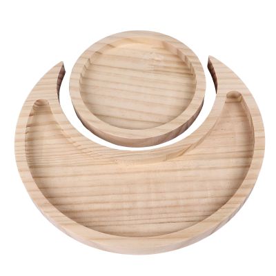 Crystal Holder Moon Tray Wooden Crystal Holder Round Crystal Organizer Tray Acacia Wood Trinket Dish for Rocks Jewelry Healing Crystals Storage