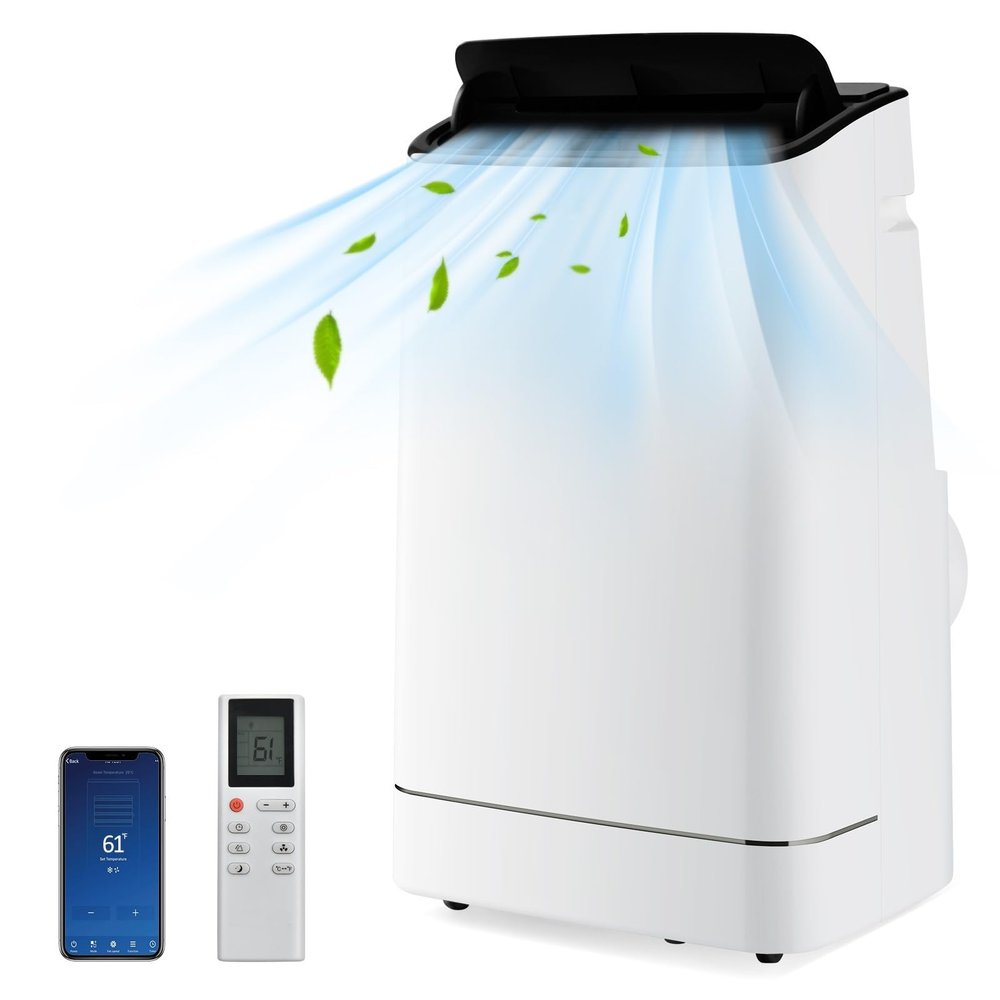 KOTEK Portable Air Conditioners with Heat, up to 800 Sq.Ft, 15000 BTU 4-in-1 AC Unit for Bedroom with Auto Swing, APP Remote Control & Window Kit, Room Air Conditioner Portable for Home Office