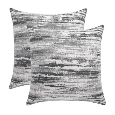 ROMANDECO Jacquard Chenille Striped Decorative Throw Pillow Covers for Couch Set of 2, 24x24 Inches, Grey