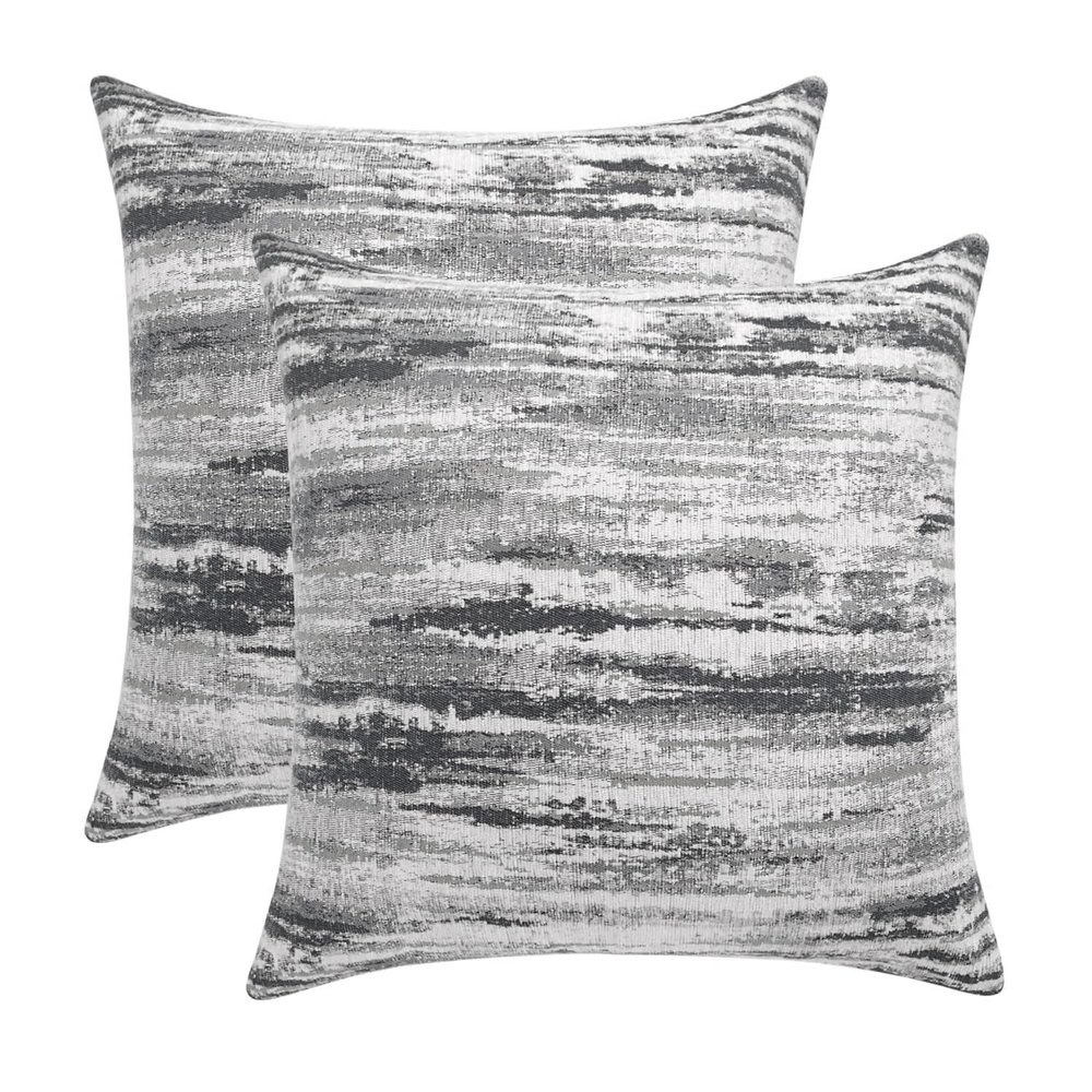 ROMANDECO Jacquard Chenille Striped Decorative Throw Pillow Covers for Couch Set of 2, 24x24 Inches, Grey