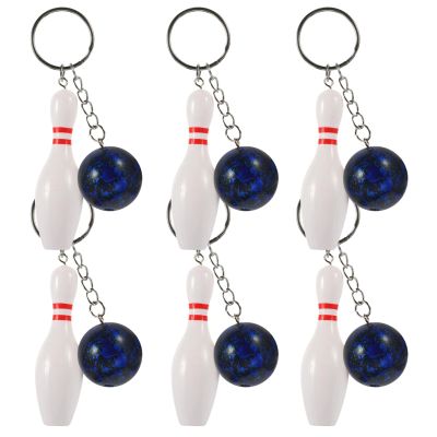 NUOBESTY 6pcs Bowling Pin and Keychain Fun Bowling Party Favors for Boy Girl Lightweight and Portable for All Ages