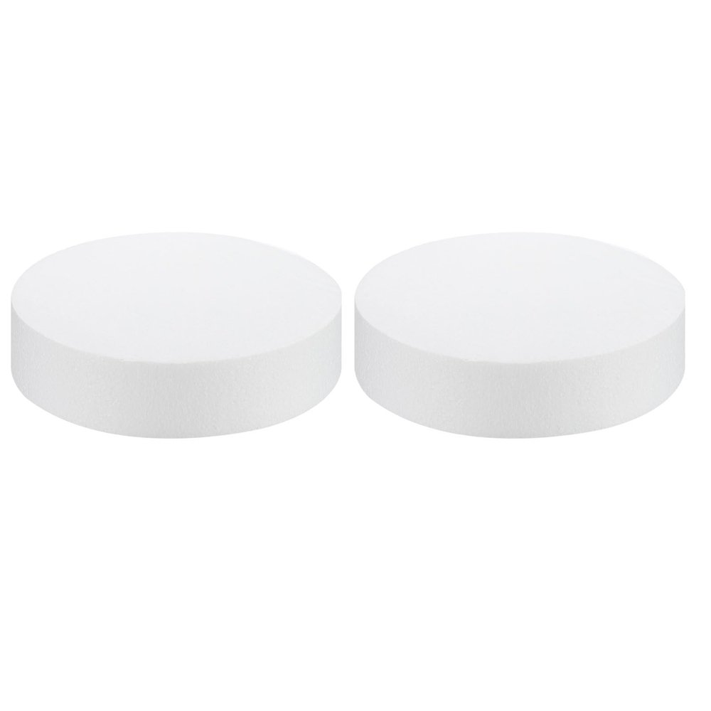 MECCANIXITY Round Foam Cake Dummy 8 Inch x 2 Inch Circle Dummy Cake Set for Wedding Cakes, Birthday Cakes, Crafts, and Window Displays 2 Pack