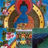 thangka, Tibetan thangka,thangka painting,buddhist tapestry,Akshobhya(A Healing Buddha Before Medicine Buddha), Tibetan Thangka Painting Art,Buddhist Thangka Brocade,Buddha Tapestry with Scroll ( Colo view 2