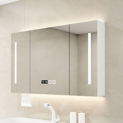 Medicine cabinet replacement mirror with storage,wall mounted bathroom storage Smart dimming,Anti-fog Bathroom Mirror Cabinet Beauty lighting,with clock and temperature display,Paper extraction hole (