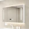 Medicine cabinet replacement mirror with storage,wall mounted bathroom storage Smart dimming,Anti-fog Bathroom Mirror Cabinet Beauty lighting,with clock and temperature display,Paper extraction hole ( view 1