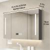 Medicine cabinet replacement mirror with storage,wall mounted bathroom storage Smart dimming,Anti-fog Bathroom Mirror Cabinet Beauty lighting,with clock and temperature display,Paper extraction hole ( view 2
