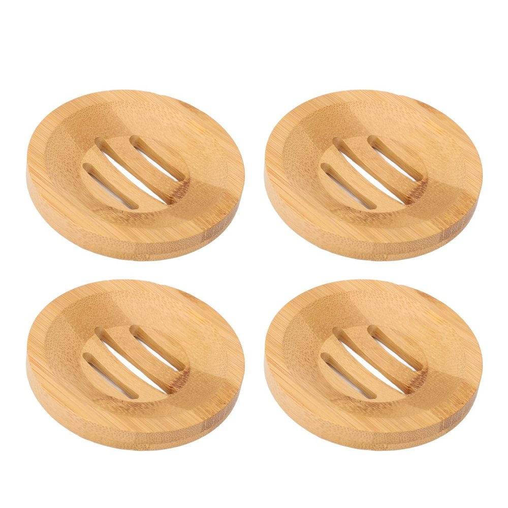 RXMORI Wood Soap Dish, Drainable Bathroom Soap Holder, 8cm Shower Steamer Tray, Bamboo Soap Holder with Bottom Drainage Frame, Shower Dish Accessories