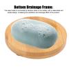 RXMORI Wood Soap Dish, Drainable Bathroom Soap Holder, 8cm Shower Steamer Tray, Bamboo Soap Holder with Bottom Drainage Frame, Shower Dish Accessories view 2