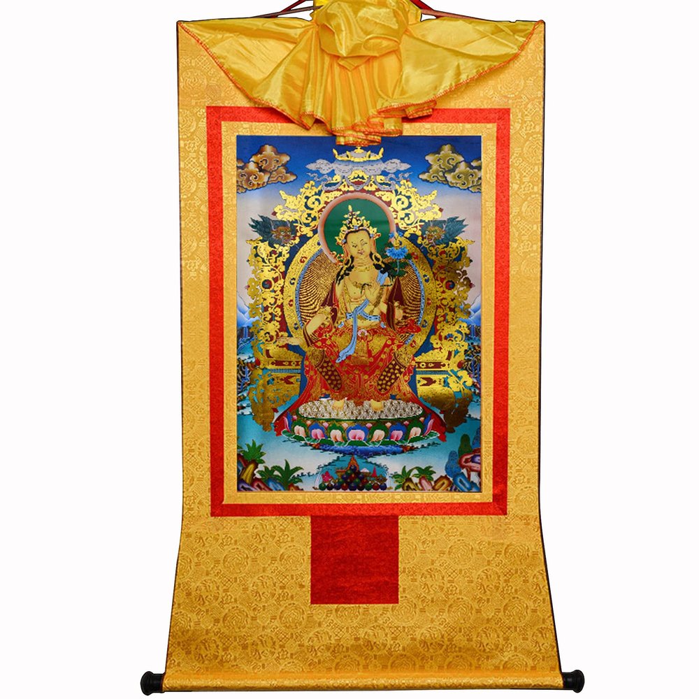 thangka, Tibetan thangka,thangka Painting,Buddhist Tapestry,Maitreya(Ajita,Future Buddha of This World), Tibetan Thangka Painting Art,Buddhist Thangka Brocade,Buddha Tapestry with Scroll (Color : YEL