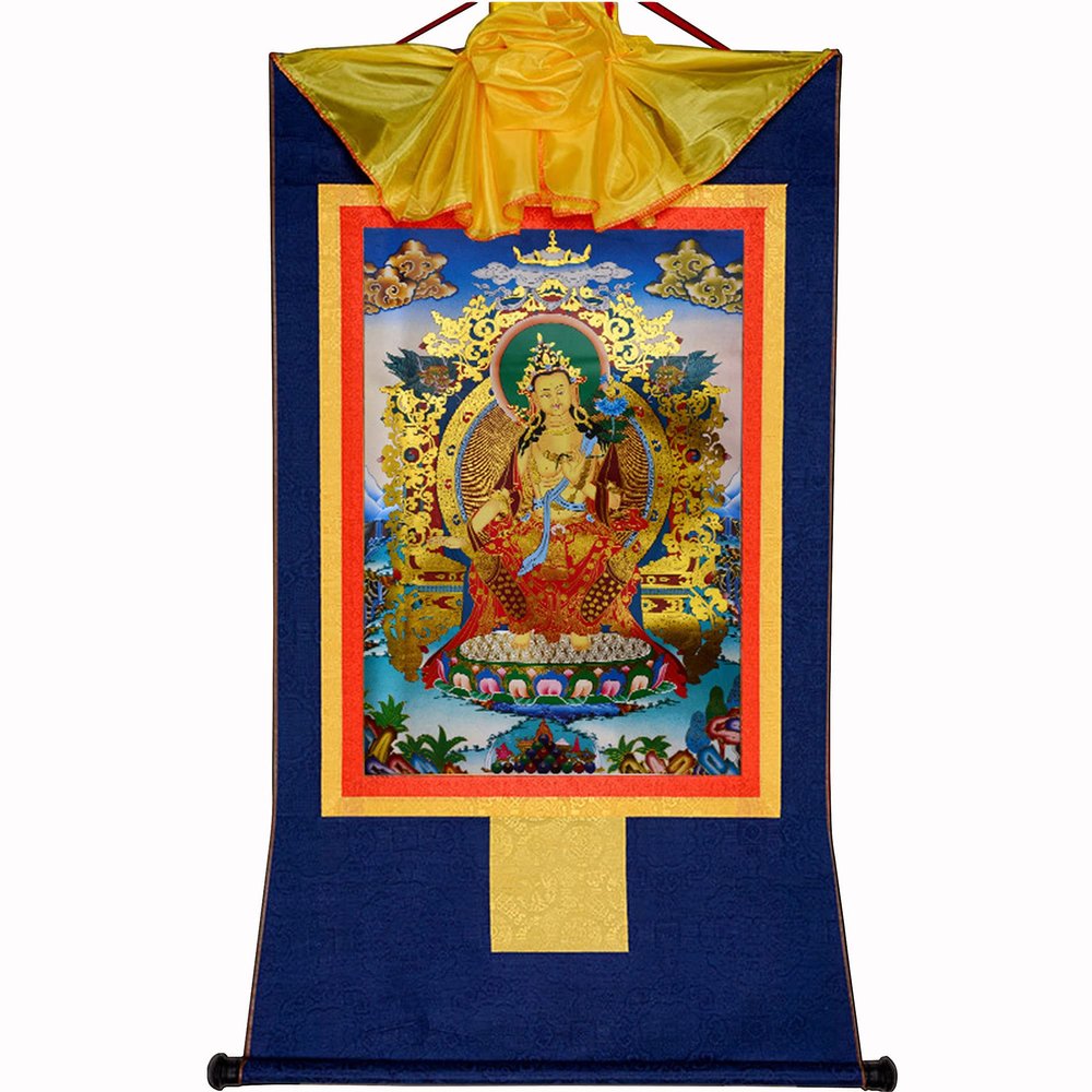 thangka, Tibetan thangka,thangka Painting,Buddhist Tapestry,Maitreya(Ajita,Future Buddha of This World), Tibetan Thangka Painting Art,Buddhist Thangka Brocade,Buddha Tapestry with Scroll (Color : Blu