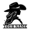 MeigoArt Custom Cowgirl Riding Metal Wall Art, Personalized Cowboy Name Tag, Girl's Room Decor, Country Girl, Barn Name, Ranch Sign view 1