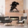 MeigoArt Custom Cowgirl Riding Metal Wall Art, Personalized Cowboy Name Tag, Girl's Room Decor, Country Girl, Barn Name, Ranch Sign view 2