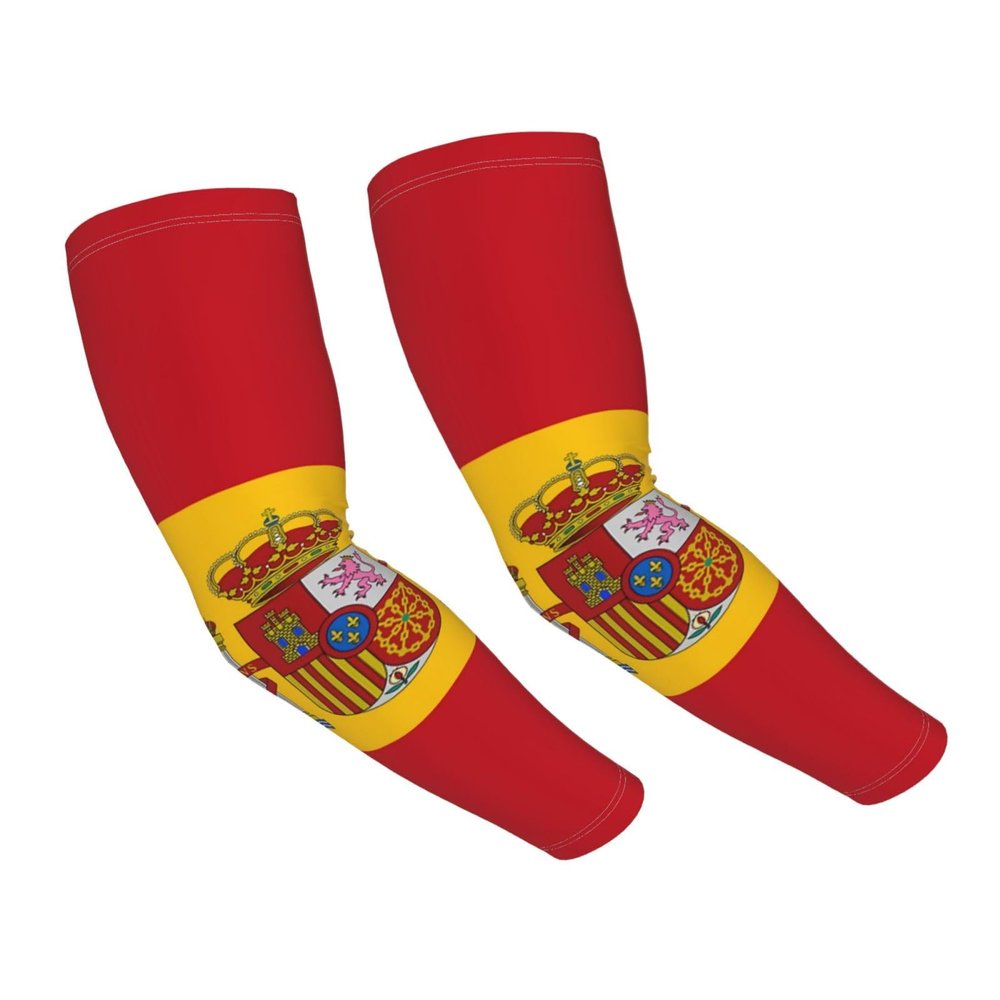 LVGOOKI Cute Spain Flag Arm Sleeves Cooling Sun Protection Sports Flag Sleeves for Men Women