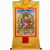 thangka, Tibetan thangka,thangka painting,buddhist tapestry,Tantric Tibetan Buddhism Thangka Wall Hanging,Three Forms of Guru Rinpoche,Lotus Born,Hot Stamping Brocade Buddhist Tapestry for Zen Home De view 1