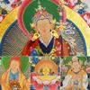 thangka, Tibetan thangka,thangka painting,buddhist tapestry,Tantric Tibetan Buddhism Thangka Wall Hanging,Three Forms of Guru Rinpoche,Lotus Born,Hot Stamping Brocade Buddhist Tapestry for Zen Home De view 2