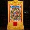 thangka, Tibetan thangka,thangka painting,buddhist tapestry,Tantric Tibetan Buddhism Thangka Wall Hanging,Three Forms of Guru Rinpoche,Lotus Born,Hot Stamping Brocade Buddhist Tapestry for Zen Home De view 3