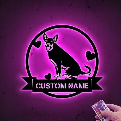 HIEPDECORSIGN Custom Name Carolina Dog Metal Sign with Led Light, Carolina Dog Lover, Carolina Dog Owner Gift, Dog Welcome Sign, Dog Metal Wall Art, 6x6, Style 3