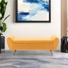 56" Storage Bench for Bedroom King Size Bed, Gold Legs, Velvet Yellow view 1