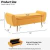 56" Storage Bench for Bedroom King Size Bed, Gold Legs, Velvet Yellow view 2
