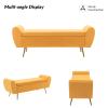 56" Storage Bench for Bedroom King Size Bed, Gold Legs, Velvet Yellow view 4