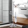 Freestanding Stainless Steel Toilet Paper Holder with Toilet Brush, Storage Box, 3 in 1 Bathroom Accessories Set,Gold (Chrome) view 2