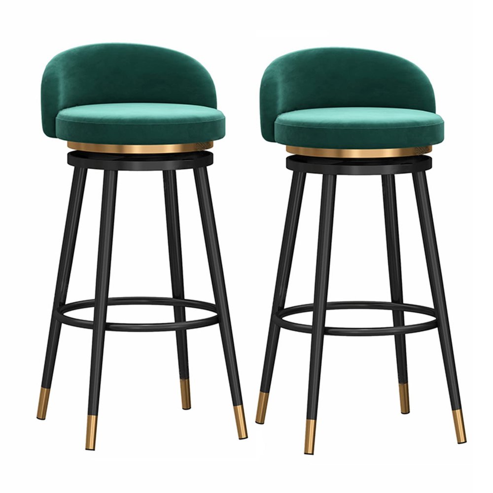 360 Velvet Swivel Bar Stools with Adjustable Bar Stools Set of 2, Vintage Industrial Bar Stool-Farmhouse Swivel Bar Stool-Swivel Kitchen Island Dining Chair blackBar Stool (Seat Height25-29 Inch)
