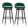 360 Velvet Swivel Bar Stools with Adjustable Bar Stools Set of 2, Vintage Industrial Bar Stool-Farmhouse Swivel Bar Stool-Swivel Kitchen Island Dining Chair blackBar Stool (Seat Height25-29 Inch) view 1