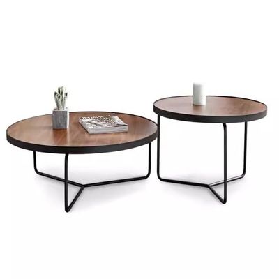 Torzk Stackable Design Modern Round Coffee Table Set of 1/2/3, Industrial Small Nesting Side Tables with Metal Frame for Couch Living Room, Bedroom, Office (Size : 1set 80+50cm)