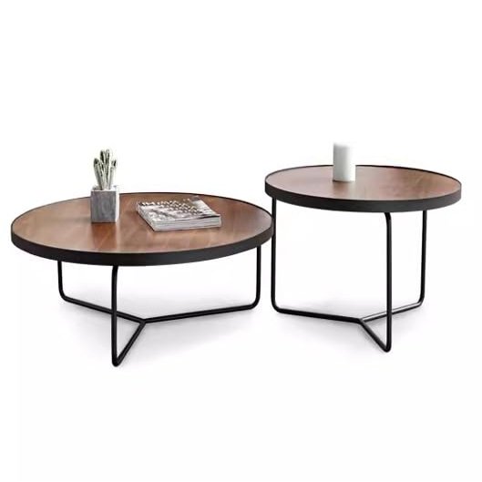 Torzk Stackable Design Modern Round Coffee Table Set of 1/2/3, Industrial Small Nesting Side Tables with Metal Frame for Couch Living Room, Bedroom, Office (Size : 1set 80+50cm)