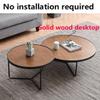 Torzk Stackable Design Modern Round Coffee Table Set of 1/2/3, Industrial Small Nesting Side Tables with Metal Frame for Couch Living Room, Bedroom, Office (Size : 1set 80+50cm) view 3
