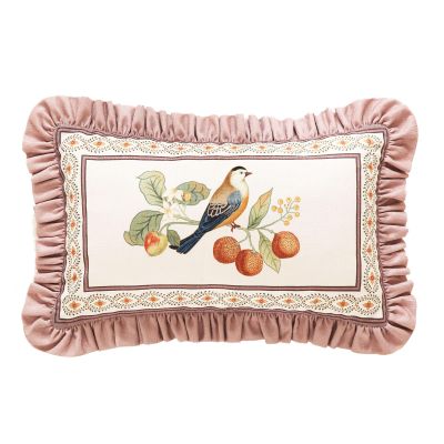 bilin gaier Pink Rectangle Farmhouse Throw Pillow Covers,Birds and Flowers Pattern Cozy Velvet Pillowcases,Decoration Lumbar Pillows Cushion Covers for Couch Sofa Bed Car Chair,12"x20"