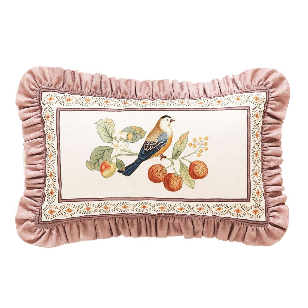 bilin gaier Pink Rectangle Farmhouse Throw Pillow Covers,Birds and Flowers Pattern Cozy Velvet Pillowcases,Decoration Lumbar Pillows Cushion Covers for Couch Sofa Bed Car Chair,12"x20"