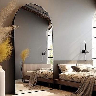 AyeWish Floor Mirror, Oversized Full Length Mirror, Arched Mirror, Large Standing Mirror, Tall Mirror, Wall Mounted, FreeStanding, Giant Mirror, 81"41", Aluminum Frame - Black