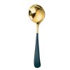 IFAJOOR Flatware Silverware Set, 1/4/6/8/10/12 Pieces 304 Stainless Steel Spoons Household Round Spoon Thickened Spoon Dessert Ice Cream Spoon, Tableware Cutlery Set (Color : Green Gold, Size : 6Pc view 1