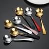 IFAJOOR Flatware Silverware Set, 1/4/6/8/10/12 Pieces 304 Stainless Steel Spoons Household Round Spoon Thickened Spoon Dessert Ice Cream Spoon, Tableware Cutlery Set (Color : Green Gold, Size : 6Pc view 3