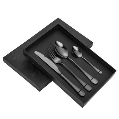 WHIERGGIN Silverware Set, 4/16/24/32/40/48 Pieces Stainless Steel Tableware Knife, Fork And Spoon Four-piece Set For Hotel And Home Use Steak Knife And Fork Set (Color : Black, Size : 1Set-4Pcs)