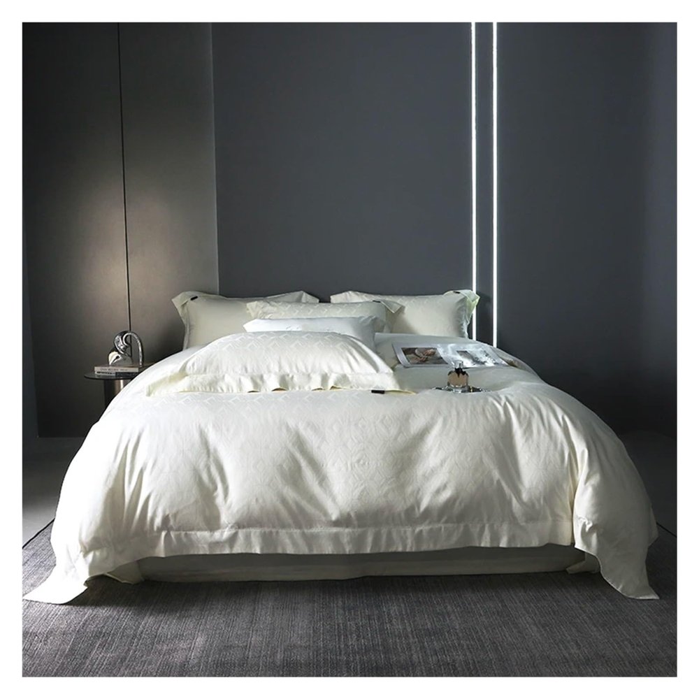 YIZUFU Luxury High-end 1400TC Egyptian Cotton Satin Jacquard Bedding Set Soft Silky Queen King Duvet Cover Set Bed Sheet Pillowcases,Bedding