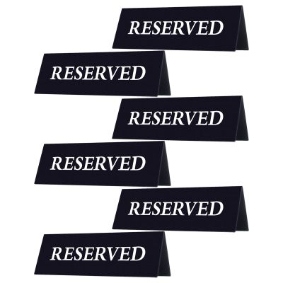 6 Pieces Plastic Reserved Table Sign for Wedding Acrylic Double Side Table Tent Black Guest Reservation Tables Seat Sign 7.9 x 2.7 Inches Reserve Seating Signs for Restaurant Chairs Wedding