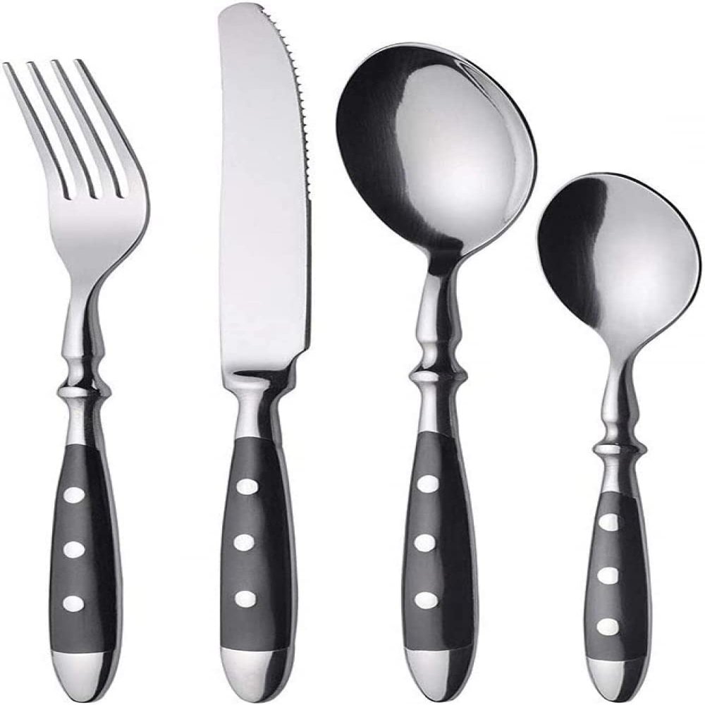 LWLYLCHBM utlery Set Flatware with Knife/Spoon/Fork, Service for Creative Spot Mirror Polished for Home, Hotel, Restaurant