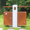 Outdoor Trash Cans Creative Outdoor Trash Can Imitation Classical Wood Grain Trash Can Double-barrel Sorting Trash Bin Waste Storage Bin with Removable Ashtray for Backyard, Patio and Kitchen Use view 4