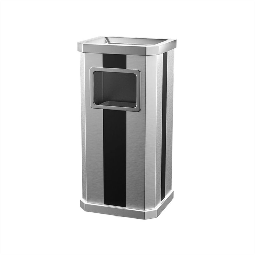 HomeLoft Basics Garbage Recycling Bin Stainless Steel Trash Can Vertical Hotel Lobby Shopping Mall Office Elevator Mouth With Ashtray Trash Can Modern Fashion Design, 12L Kitchen Trash Can