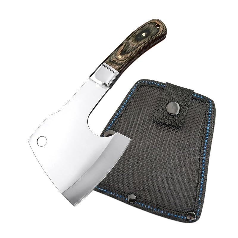toothgeneric Meat Cleaver,Cleaver Knife Stainless Steel Survival Hunting Hatchet Camping Mini Axe with Cover Axe Broad Tomahawk Bone Cutting Vegetable Meat Knife, LAMAJIGA5844