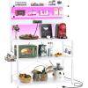 Aheaplus Bakers Rack with Power Outlet, Microwave Stand, 5 Tiers Coffee Bar Station with Led Lights, Kitchen Storage Shelf with 6 S-Shaped Hooks, Kitchen Rack Coffee Bar Stand, White view 1