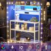Aheaplus Bakers Rack with Power Outlet, Microwave Stand, 5 Tiers Coffee Bar Station with Led Lights, Kitchen Storage Shelf with 6 S-Shaped Hooks, Kitchen Rack Coffee Bar Stand, White view 2